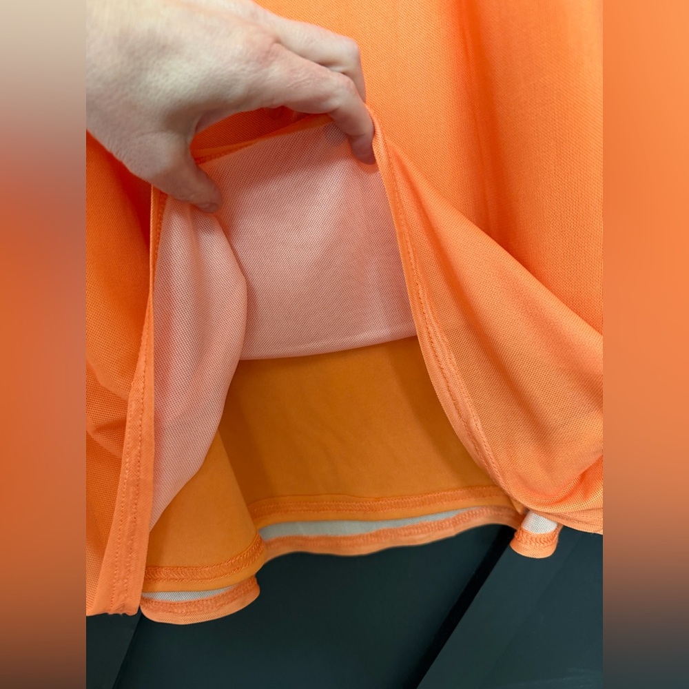 Vici Strapless Orange and Red Ombre Midi Dress - Picture 5 of 7